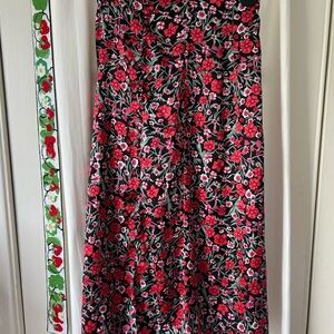 Red floral maxi skirt